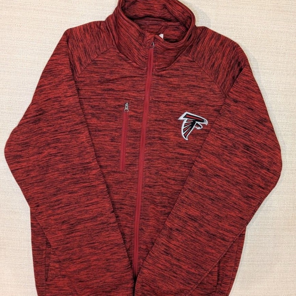 Atlanta Falcons Jacket Mens M Red Full Zip Mock Neck Fleece Lined ATL Dirty Bird